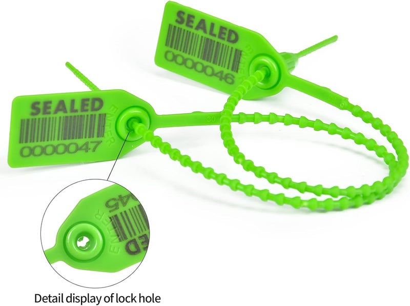 LeadSeals 500 Green Plastic Barcode Seals, Numberd Plastic Tamper Seals Security Tags, Pull-Tite Safety Zip Ties, Tamper Proof Tags Plasic Locks for Fire Extinguishers - Image 4